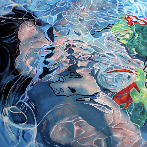 Underwater Poster featuring the painting Beneath the Surface by Linda Queally