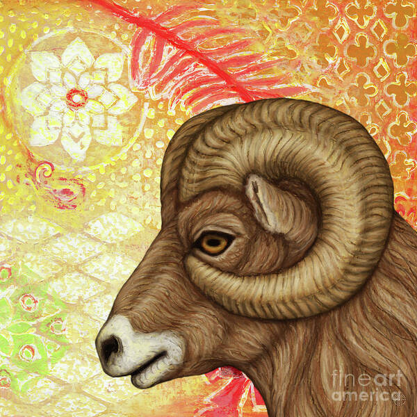 Ram Poster featuring the painting Big Horn Ram Abstract by Amy E Fraser