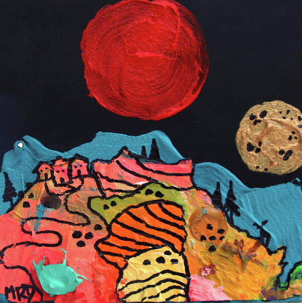 Strange Poster featuring the painting Big Red Sun by Madeline Dillner