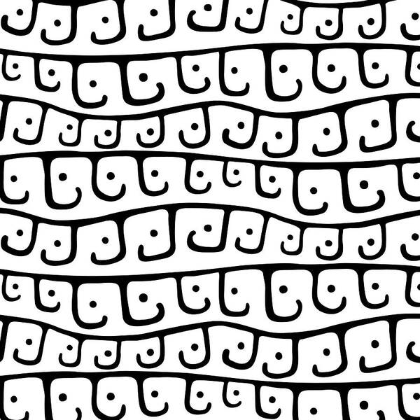 Black And White Poster featuring the painting Black on White Hook and Dot Pattern large by Nikita Coulombe