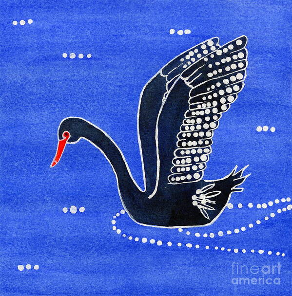 Black Swan Poster featuring the painting Dhundhu, Wiradjuri Black Swan by Vicki B Littell