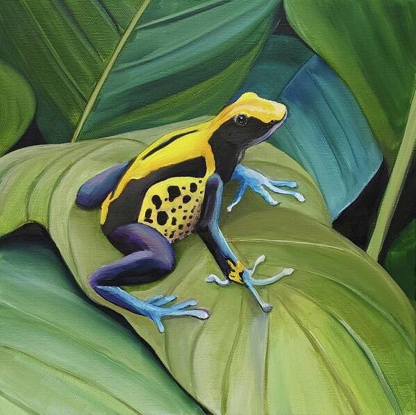 Blue And Yellow Dart Frog Poster featuring the painting Blue and Yellow Dart by Connie Rish