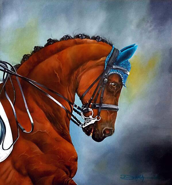 Horse Poster featuring the painting Blue Bonnette Deux by Dana Newman