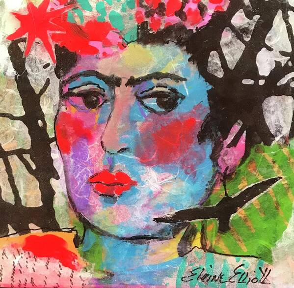 Frida Kahlo Poster featuring the painting Blue Frida by Elaine Elliott