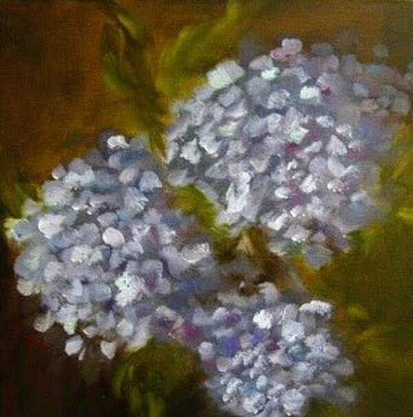 Blue Hydrangeas Poster featuring the painting Blue Hydrangeas by Juliette Becker