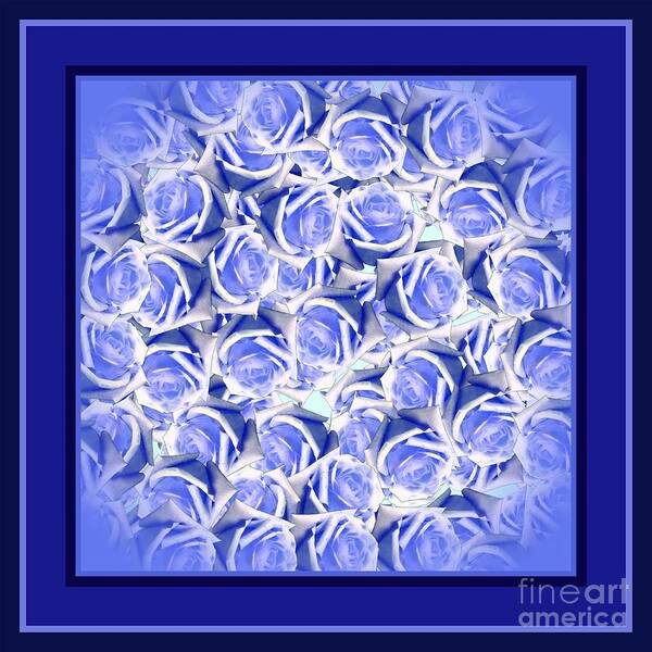 Blue Poster featuring the digital art Blue Roses 2020 Trending Color by Delynn Addams