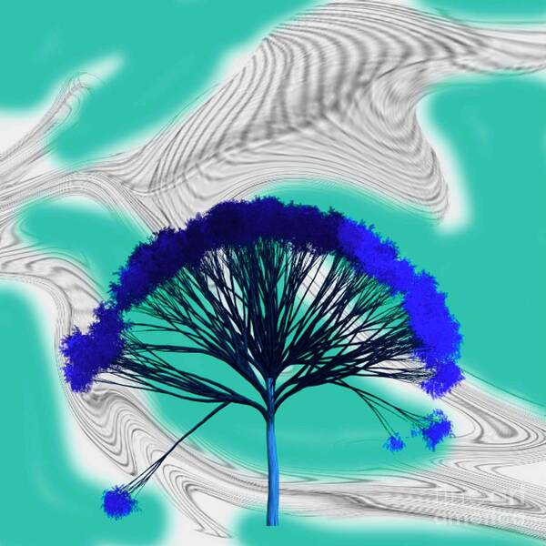 Tree Poster featuring the digital art Blue Tree in Timeline X by Alexandra Vusir