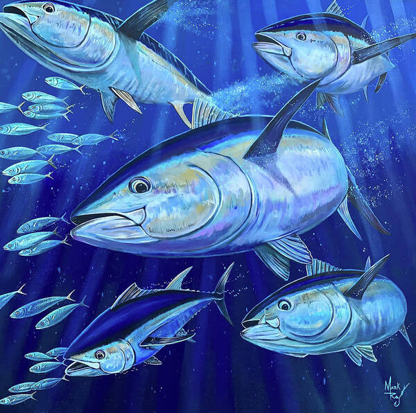 Tuna Poster featuring the painting Bluefin Tuna by Mark Ray