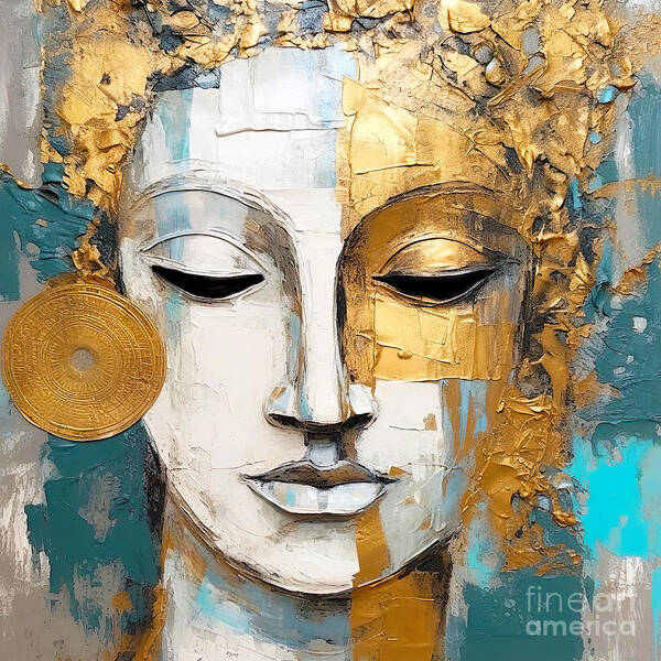 Buddha Poster featuring the painting Buddha Boho wall art 7 by Mark Ashkenazi