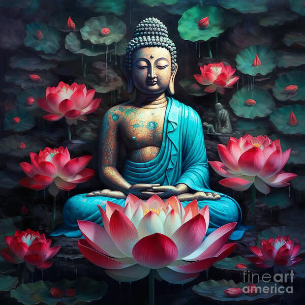 Buddha Boho wall art 3 Yoga Mat by Mark Ashkenazi - Fine Art America