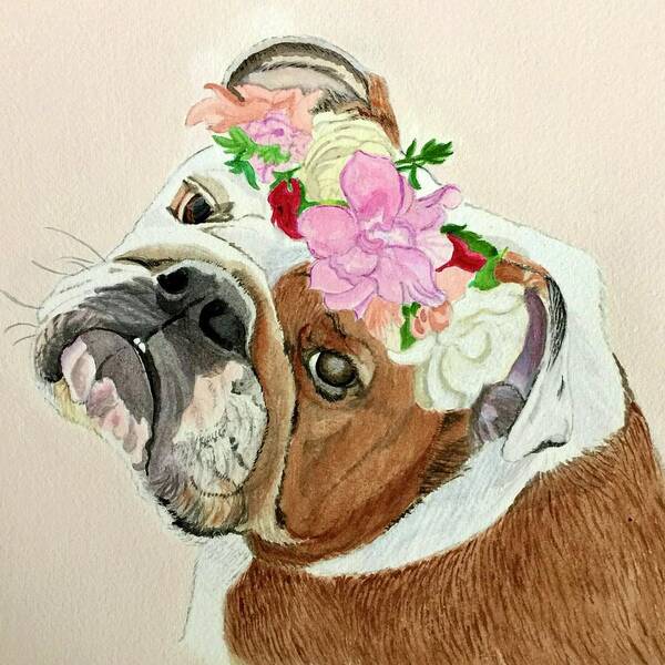 Bulldog Poster featuring the painting Bulldog Bridesmaid by Sonja Jones