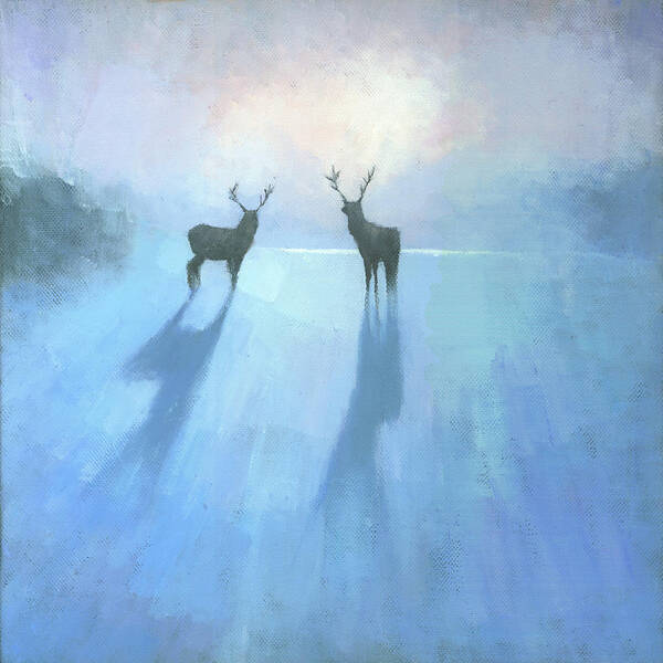 Reindeer Poster featuring the painting Call of the Arctic by Steve Mitchell