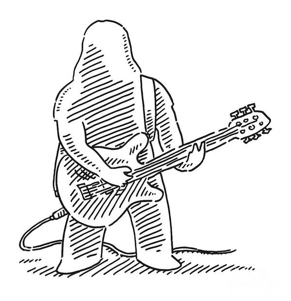 Cartoon Heavy Metal Musician E-Guitar Player Drawing Poster by Frank  Ramspott - Fine Art America