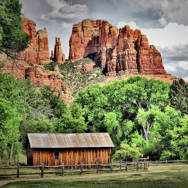 Sedona Wall Art Poster featuring the photograph Cathedral Rock Rustic Sedona Landscape by Gregory Ballos