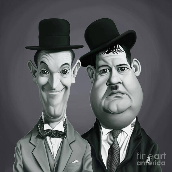 Illustration Poster featuring the digital art Celebrity Sunday - Laurel and Hardy by Rob Snow