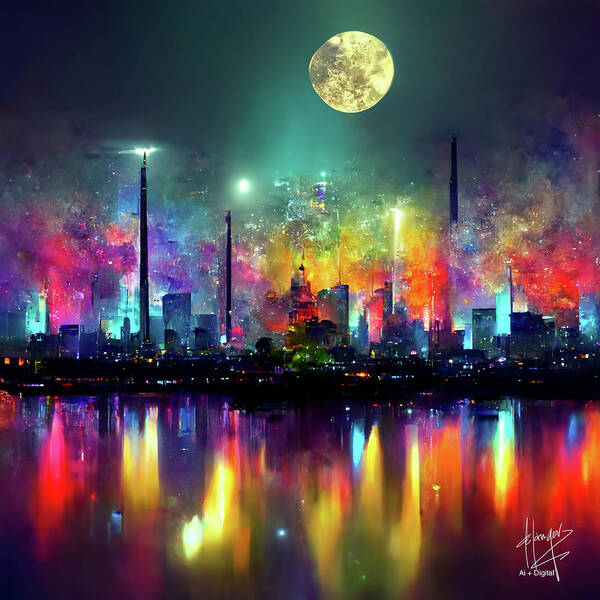 Futuristic City Poster featuring the digital art Celestial City 39 by DC Langer