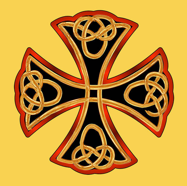 Britian Poster featuring the photograph Celtic Cross In Yellow by Theresa Tahara