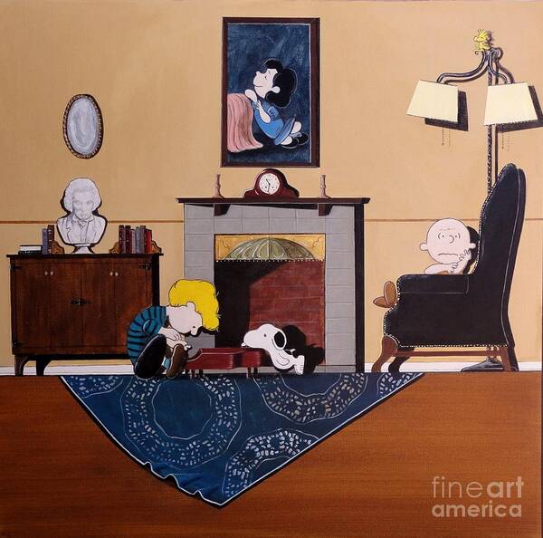 Peanuts Poster featuring the painting Charlie Brown Sitting in a Chair by John Lyes