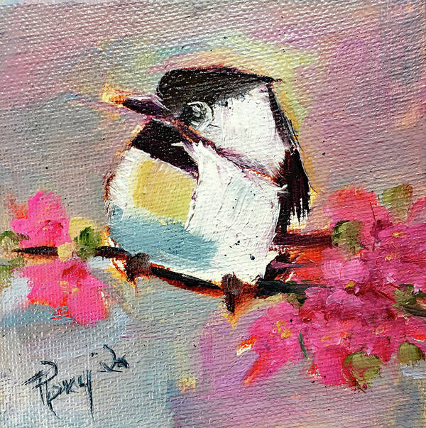 Chickadee Poster featuring the painting Chickadee 5 by Roxy Rich
