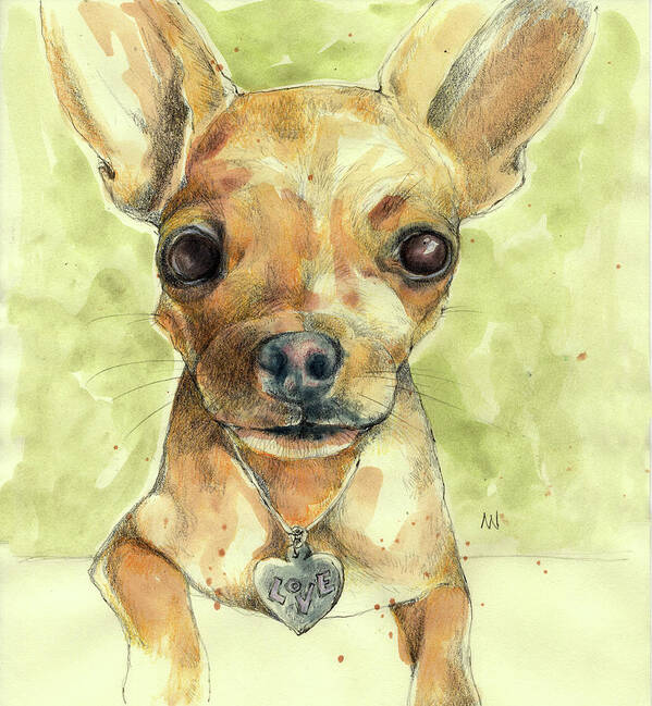 Love Puppy Poster featuring the painting Chihuahua Love by AnneMarie Welsh