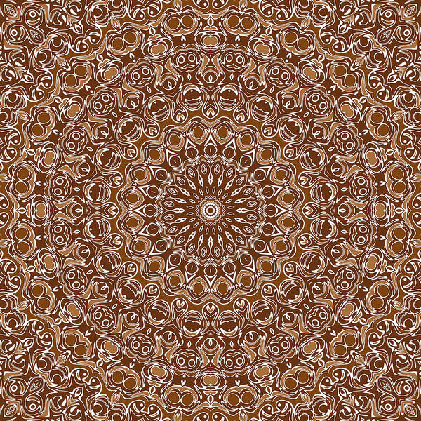 Chocolate Brown Poster featuring the digital art Chocolate Brown Mandala Kaleidoscope Medallion Design by Mercury McCutcheon