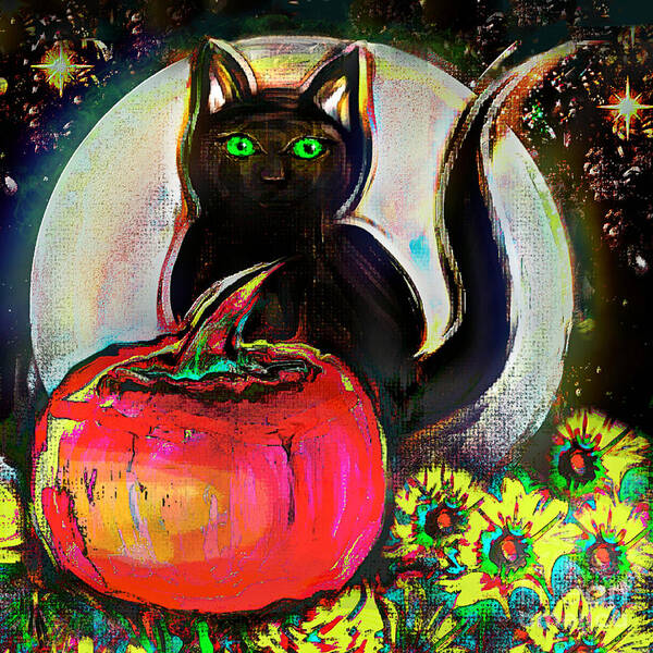 Halloween Poster featuring the digital art Halloween Garden in Chrysanthemums by BelleAme Sommers