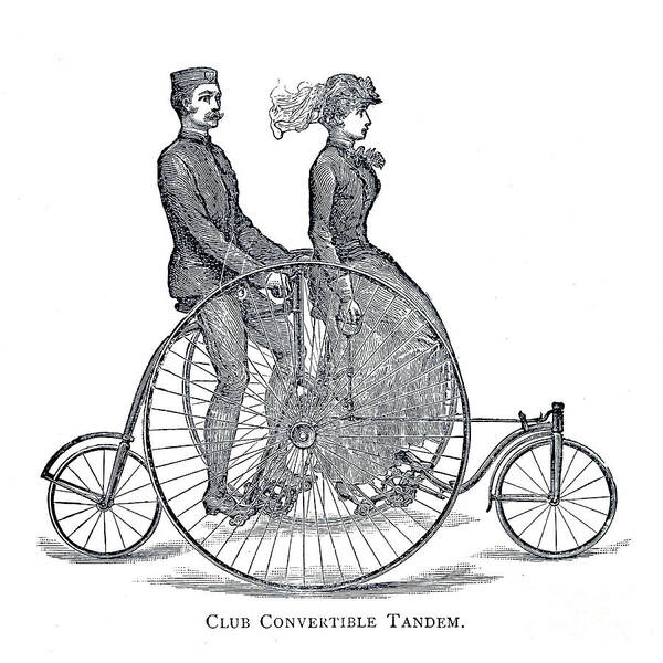 Club Convertible Poster featuring the drawing Club Convertible Tandem b1 by Historic illustrations