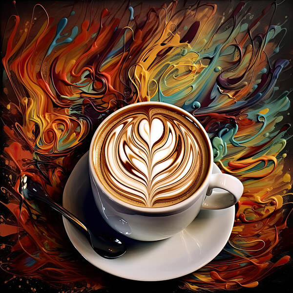 Latte Art Poster featuring the digital art Coffee Lover by Lourry Legarde
