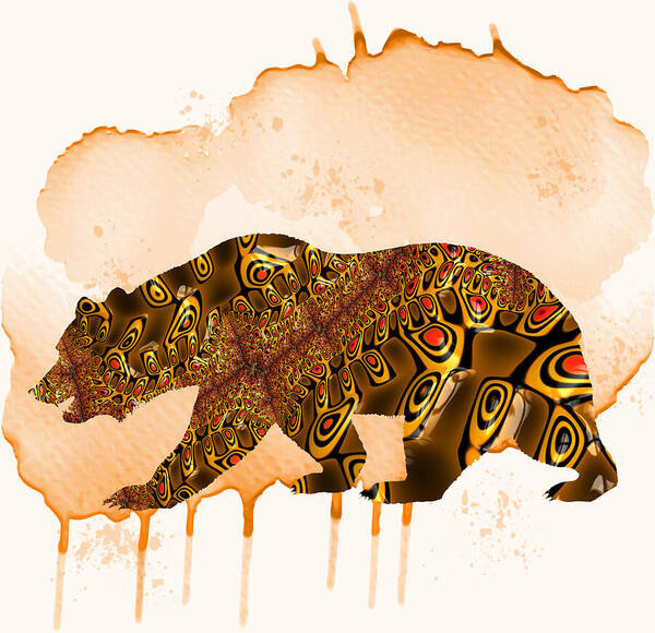 Colorful Poster featuring the digital art Colorful Bear-Fractal Watercolor Fusion Art by Shelli Fitzpatrick