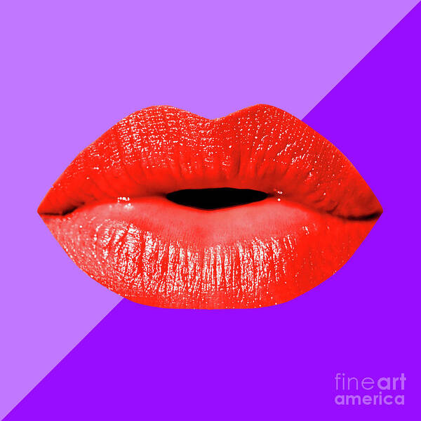 Lips Poster featuring the mixed media Colorful Lips Mask - Red by Chris Andruskiewicz