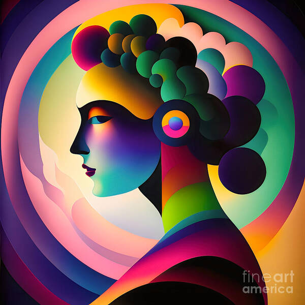 Portrait Poster featuring the digital art Colourful Abstract Portrait - 14 by Philip Preston