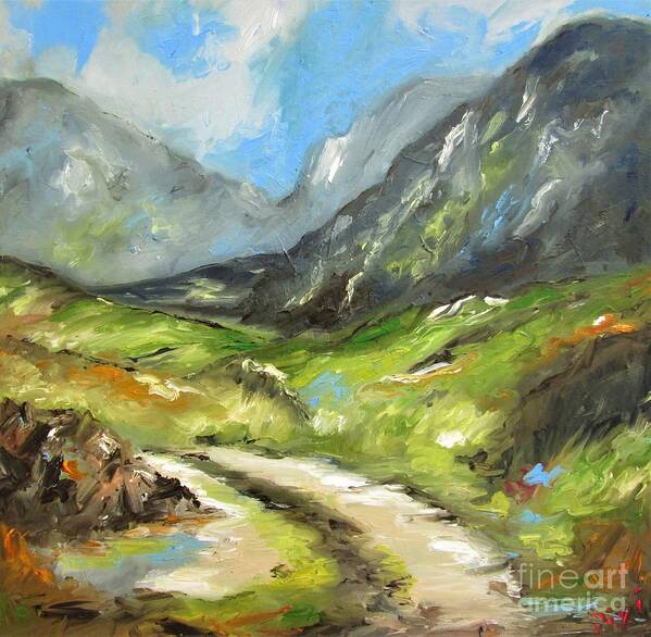 Landscape Poster featuring the painting Connemara galway ireland landscape art by Mary Cahalan Lee - aka PIXI