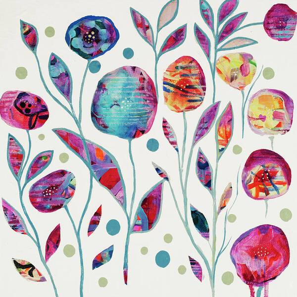 Flowers Happy Poster featuring the painting Cosmic Garden Party by Amy Lewis
