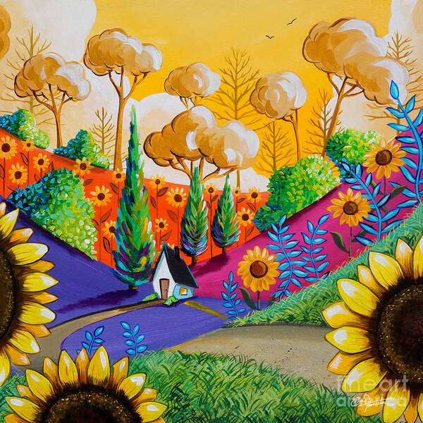 Sunflowers Poster featuring the painting Country Lights #30 by Cindy Thornton