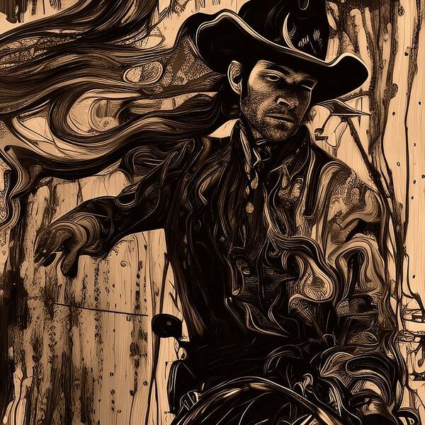 Digital Cowboy Poster featuring the digital art Cowboy 1 by Beverly Read