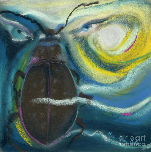 Beetle Poster featuring the pastel Creating the Beetle by Marie-Claire Dole