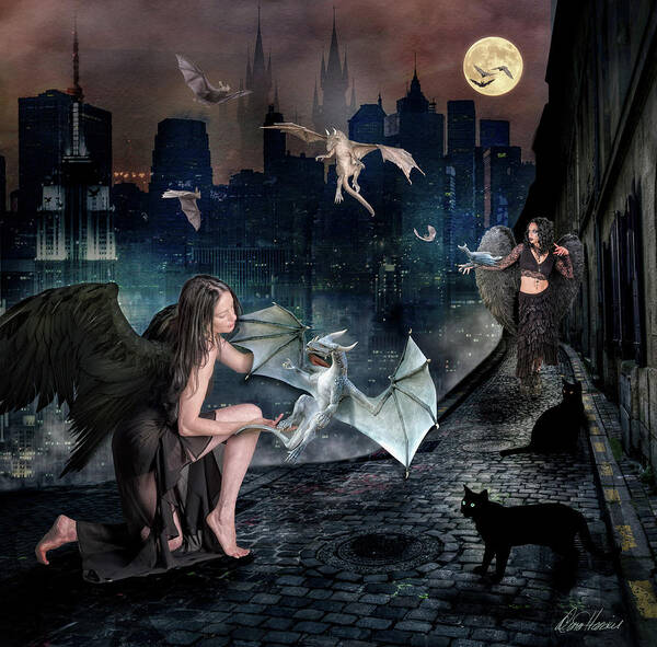 Creatures Poster featuring the digital art Creatures of the Night by Diana Haronis