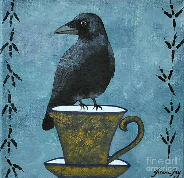 Crow Poster featuring the painting Crow in my Coffee by Jean Fry