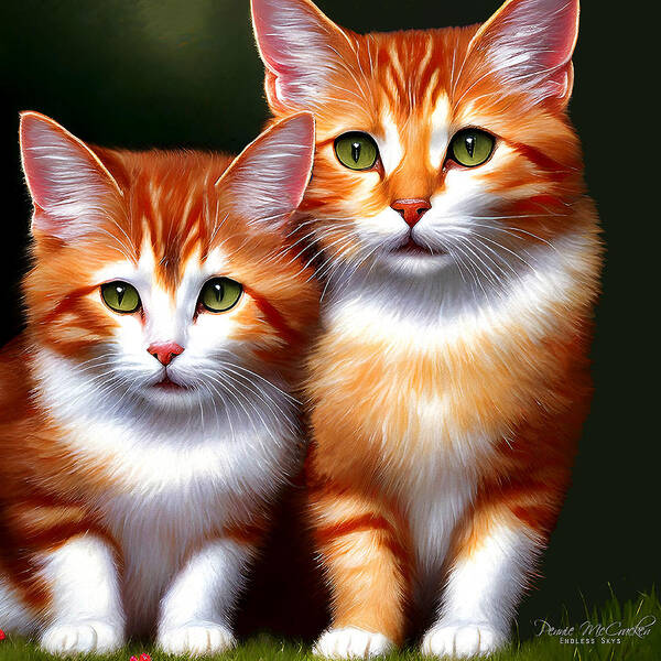 Cats Poster featuring the mixed media Cute Kittens by Pennie McCracken
