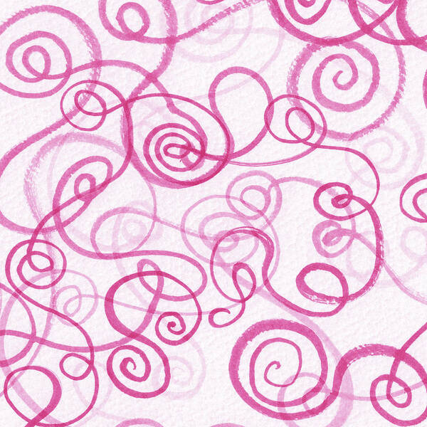 Doodles Poster featuring the painting Cute Pink Mesmerizing Doodles Watercolor Organic Whimsical Lines And Swirls II by Irina Sztukowski