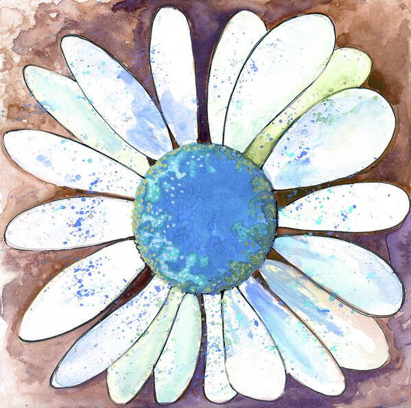 Daisy Poster featuring the painting Daisy in Brown and Blue by Michele Fritz