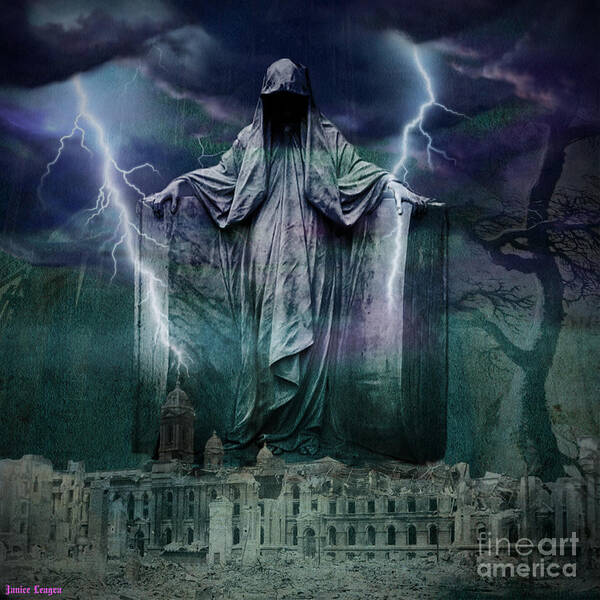 Statue Poster featuring the digital art Dark Protector by Janice Leagra