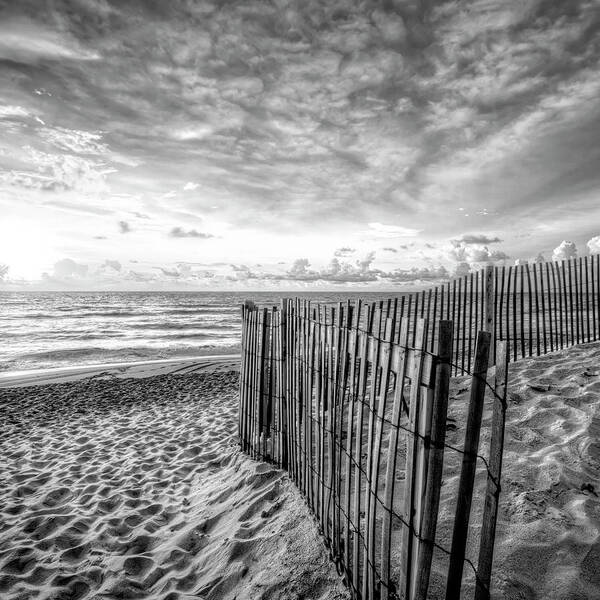 Clouds Poster featuring the photograph Daybreak on the Dunes Black and White in Square by Debra and Dave Vanderlaan