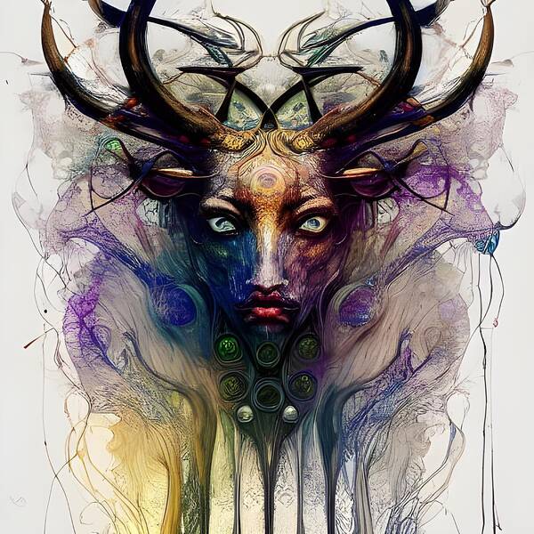 Digital Poster featuring the digital art Deer Woman by Beverly Read