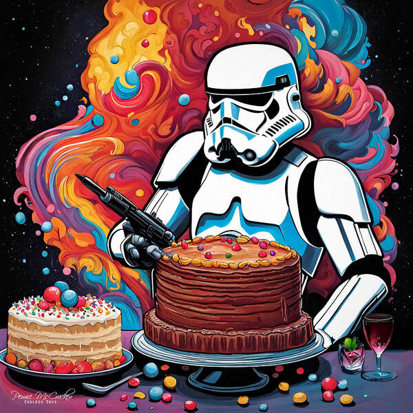 Storm Trooper Poster featuring the mixed media Don't Touch My Cake by Pennie McCracken