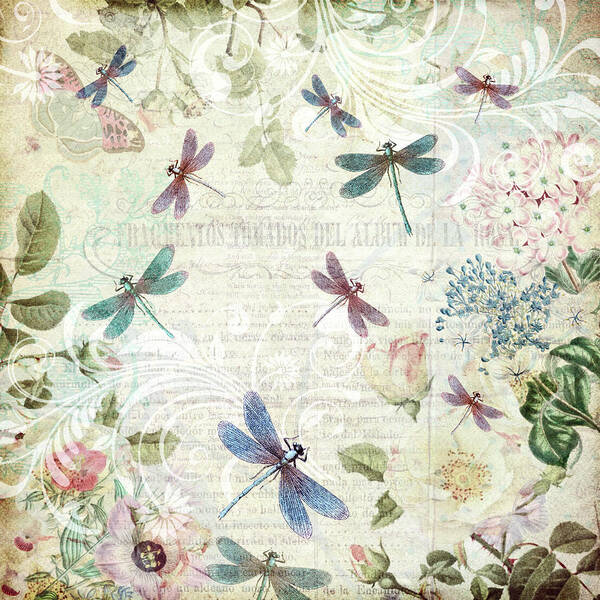 Dragonfly Poster featuring the digital art Dragonfly Dreams on a Summer Day by Peggy Collins