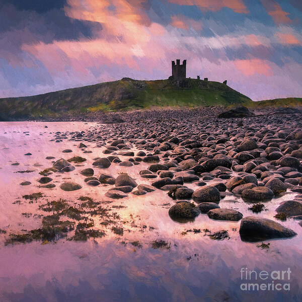 Dunstanburgh Poster featuring the photograph Dunstanburgh Sunrise, Northumberland, UK by Philip Preston