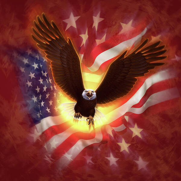 Eagle Poster featuring the mixed media Eagle Burst 2 by Jerry LoFaro