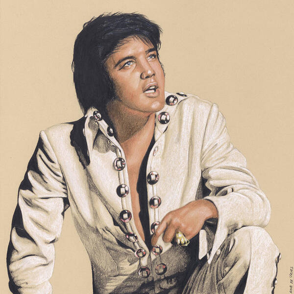 Elvis Poster featuring the drawing Elvis in Color #7 by Rob De Vries