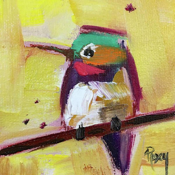 Hummingbird Poster featuring the painting Emerald Crested Hummingbird by Roxy Rich
